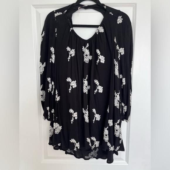 Free People Emma Embroidered Long Sleeve Babydoll Mini Swing Dress XS - Picture 3 of 6